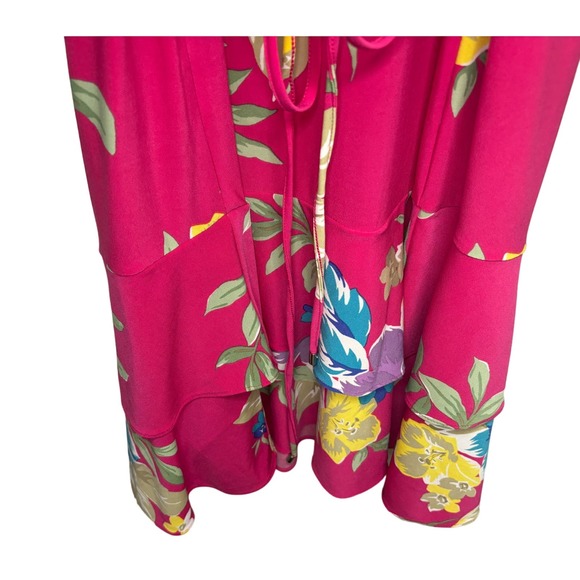 LAUREN RALPH LAUREN NWT Valayna 3/4 Sleeve Dress Pink Floral Black Label Sz 6 - Picture 3 of 5